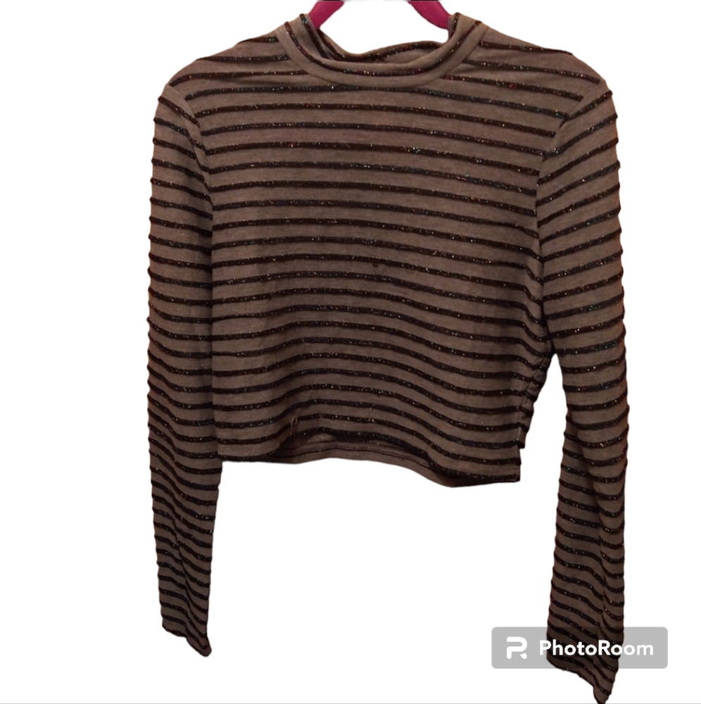Wild fable Striped glitter mesh shirt